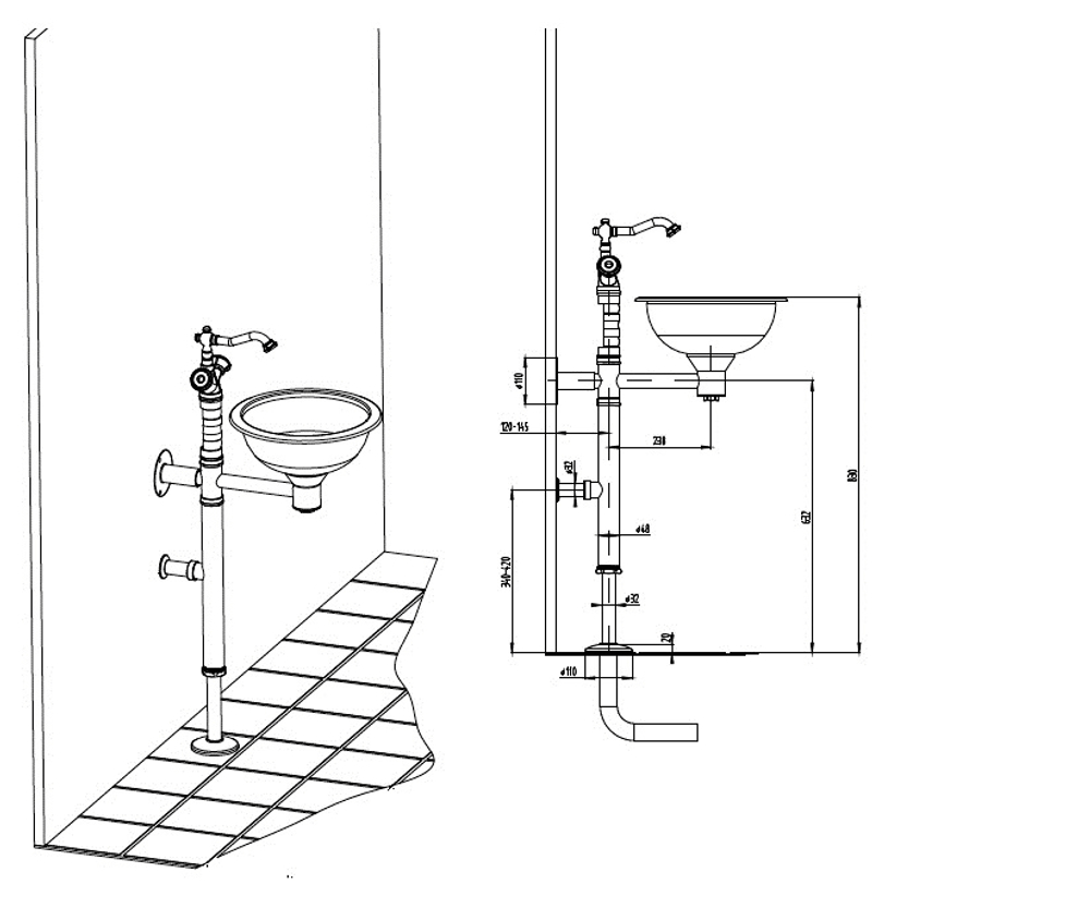 Гарнитур с медной раковиной и смесителем Bronze de Luxe 10108BR