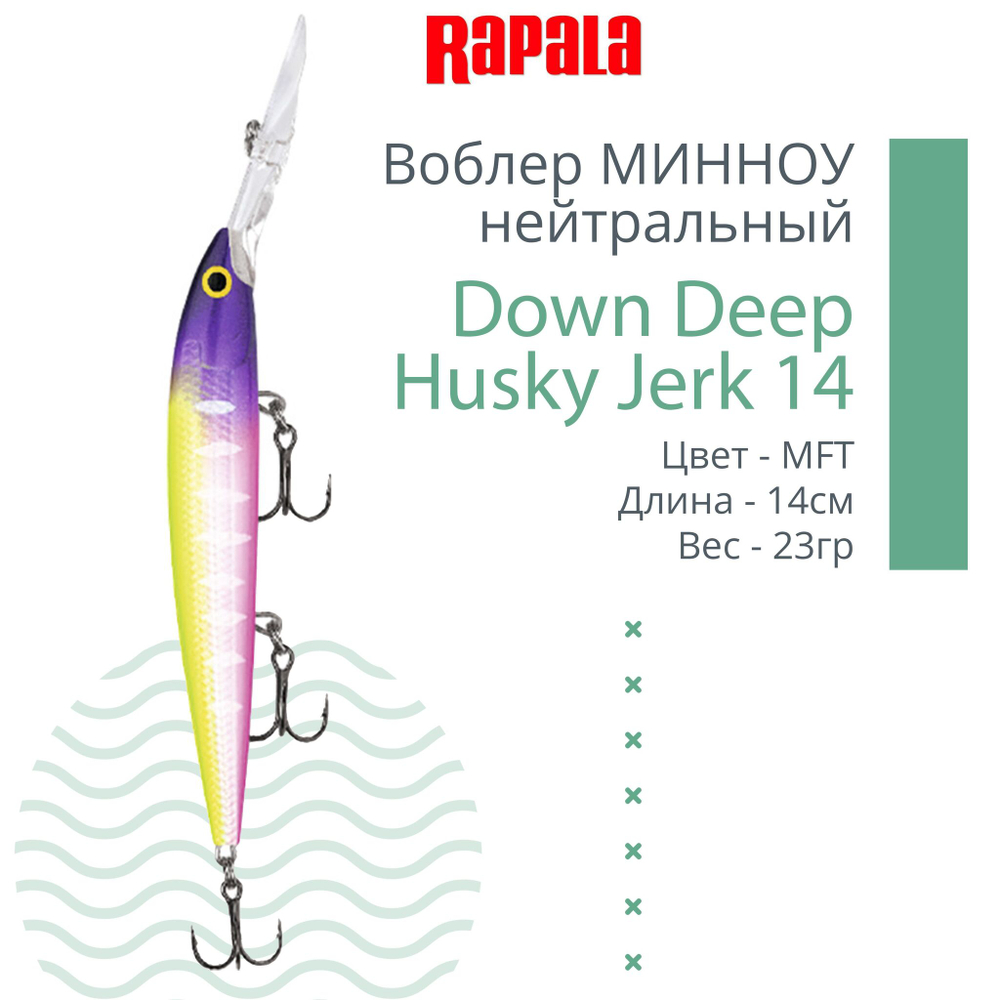 Воблер RAPALA Down Deep Husky Jerk 14, 14см, 23гр, цвет GF
