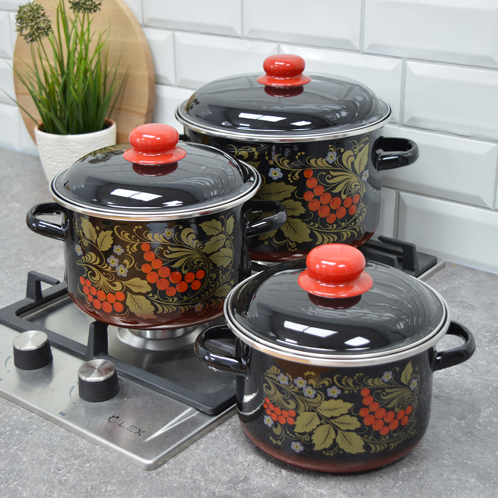 Набор кастрюль "Рябина" №19 черная