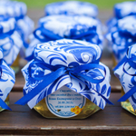 Бонбоньерка с медом на свадьбу, 140 грамм, стиль "Гжель"