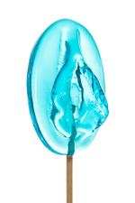 Леденец в форме вагины со вкусом блю кюрасао - 50 гр. (Цвет: голубой)