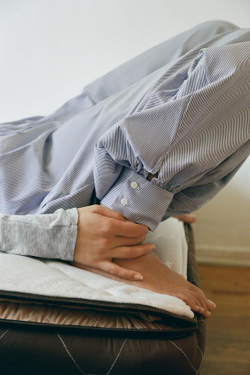 ZARA БРЮКИ-БАГГИ ИЗ ПОПЛИНА В ПОЛОСКУ, СИНИЙ/БЕЛЫЙ