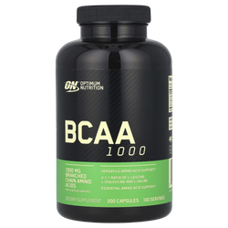 Optimum Nutrition BCAA 1000 мг 200 капсул (500 мг в 1 капсуле), БСАА