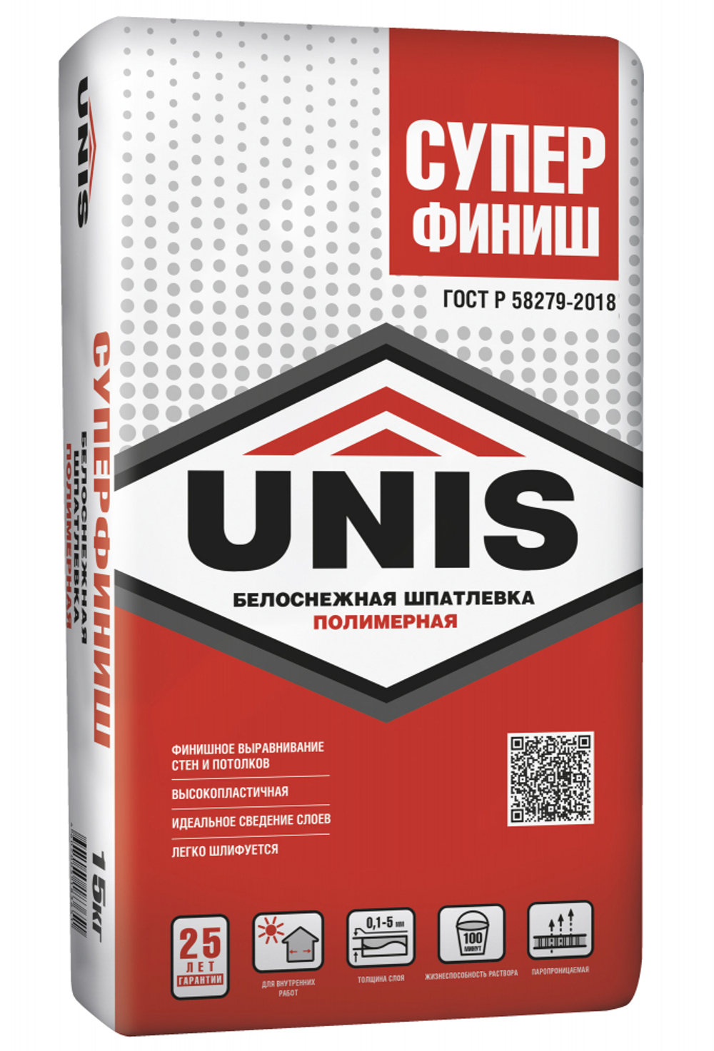 Шпатлёвка UNIS СУПЕРФИНИШ полимерная финишная  15 кг