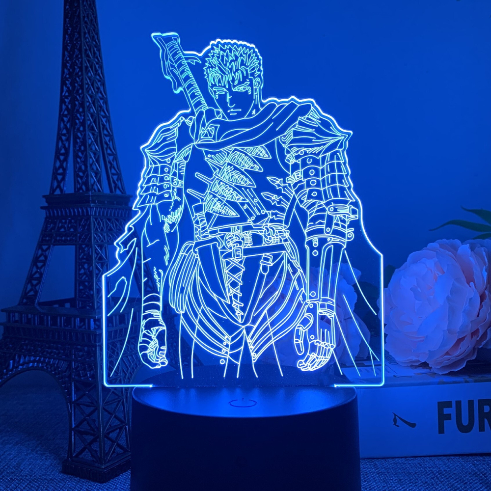 Акриловый светильник на черной подставке "Берсерк - Гатс"