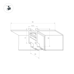Коннектор угловой MAG-MICROCOSM-CON-FDW-L90-INT (BK, внутренний) (Arlight, IP20) 044525