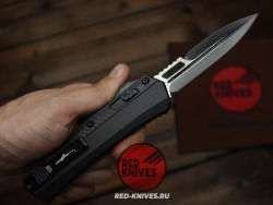 Нож Microtech 184-10 GLYKON рукоять черная / карбон, черный клинок RK-478
