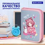 Пенал BRAUBERG, 1 отделение, 2 откидные планки, полиэстер, 21х14 см, "Anime friends", 272319