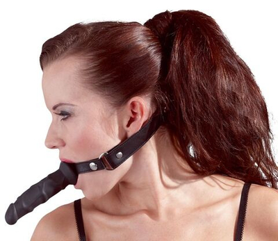 Кляп с наружным фаллоимитатором Knebel mit Dildo (Цвет: черный)