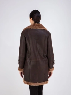 Дубленка натуральная авиатор длинная Турция