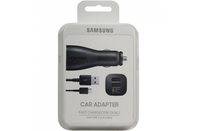 Автомобильное зарядное устройство USB для Samsung EP-LN920U (2 порта + кабель) (5V 2A, 9V) Черный