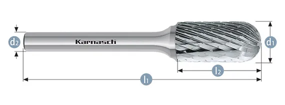 Борфреза Karnasch форма C (цилиндр со сферическим концом), твердосплавная