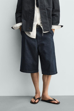 ZARA ДЖИНСОВЫЕ ШОРТЫ RELAXED FIT, СИНИЙ