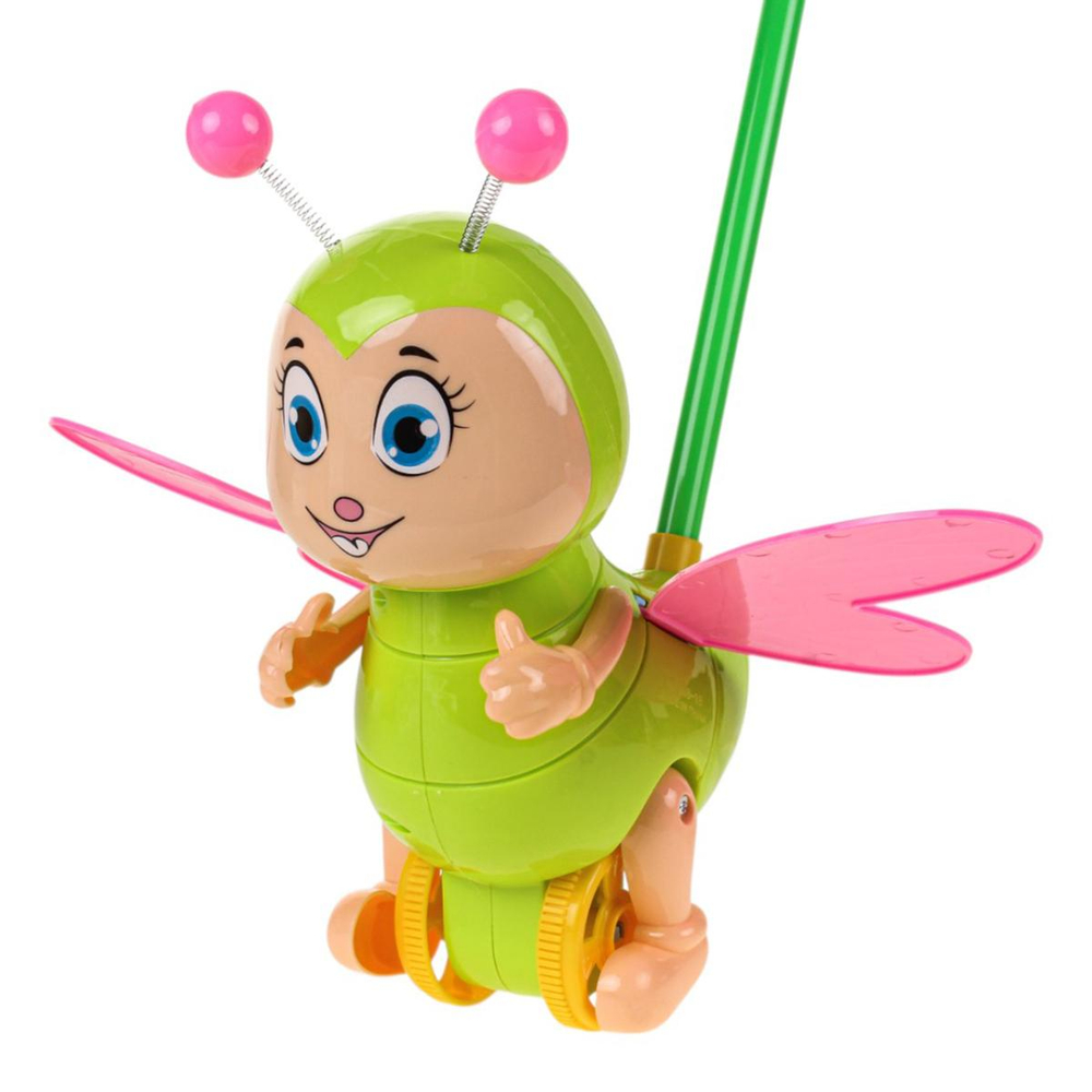 Каталка на палке Жук 56см, розовый, пакет 345