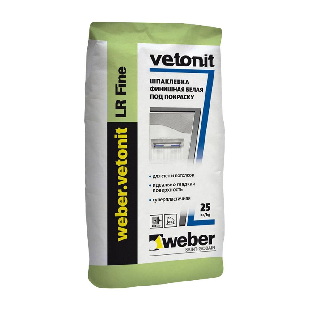 Шпаклевка финишная Weber Vetonit LR Fine для сухих помещений, 25 кг