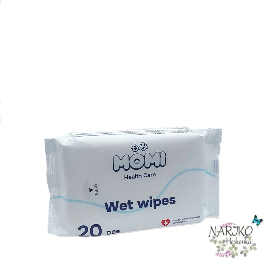 Салфетки влажные антибактериальные MOMI Health Care Wet wipes, 20 шт.
