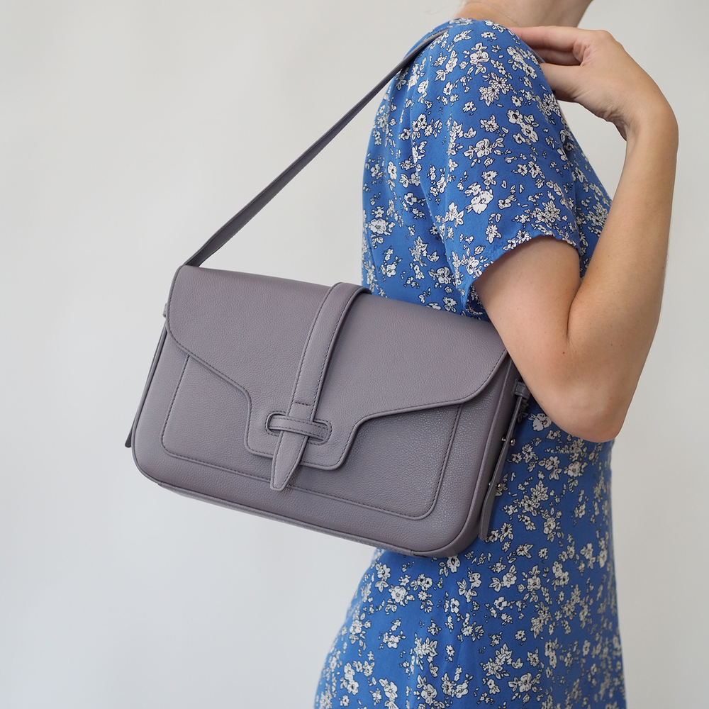 Сумка Universel из кожи теленка, серо-фиолетового цвета