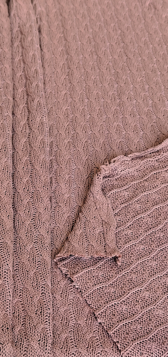 Трикотаж вязанный, косичка большая, бежевый, хлопок OXYGEN