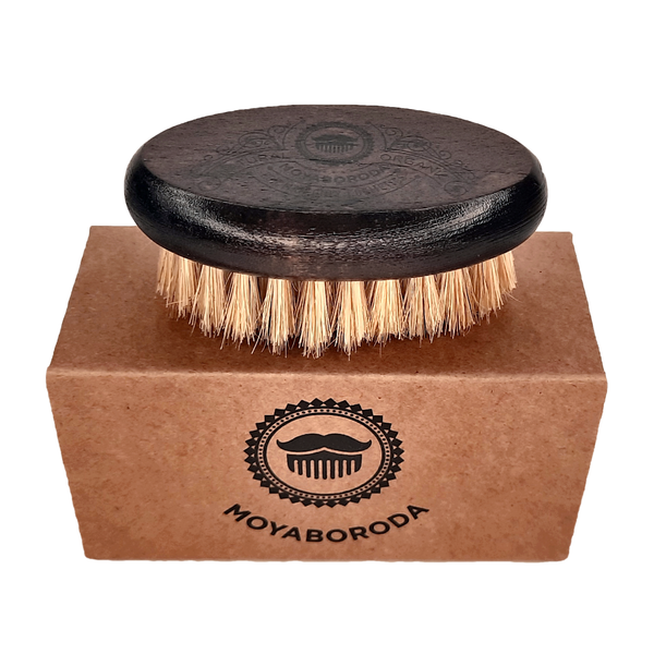 Щетка для бороды и усов MOYABORODA "DARK WOOD SOFT" (Мягкая, щетина кабана)