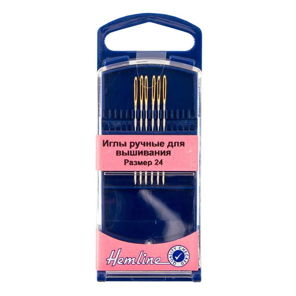 Иглы для вышивания с закруглённым кончиком в пластиковом контейнере №24, 6 шт