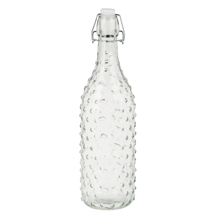 Бутылка для воды с пробкой 8x30см 1000мл, стекло, пластик