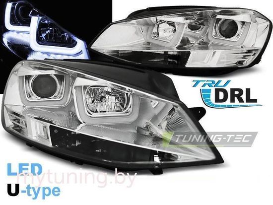 Передние фары u-type chrome для VW Golf MK7