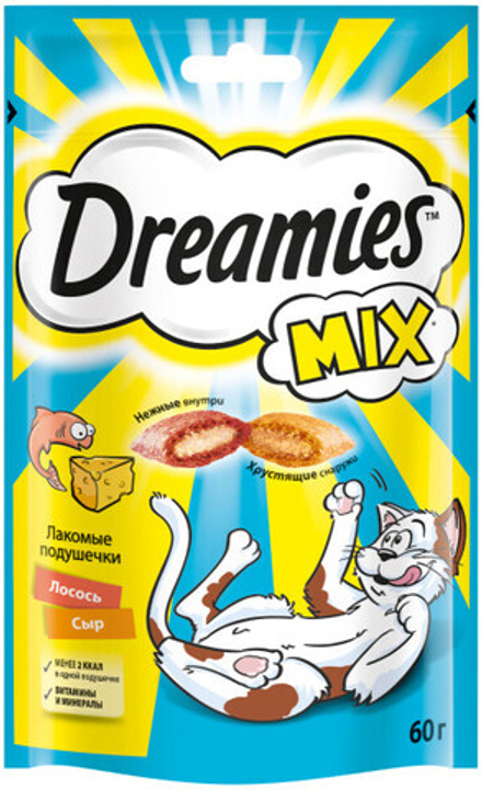 Лакомство Лосось и сыр, 60г для кошек Dreamies Микс