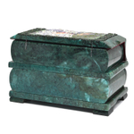 Ларец из змеевика двухярусный, панно "Хозяйка медной горы - Зима" 200*120*130мм