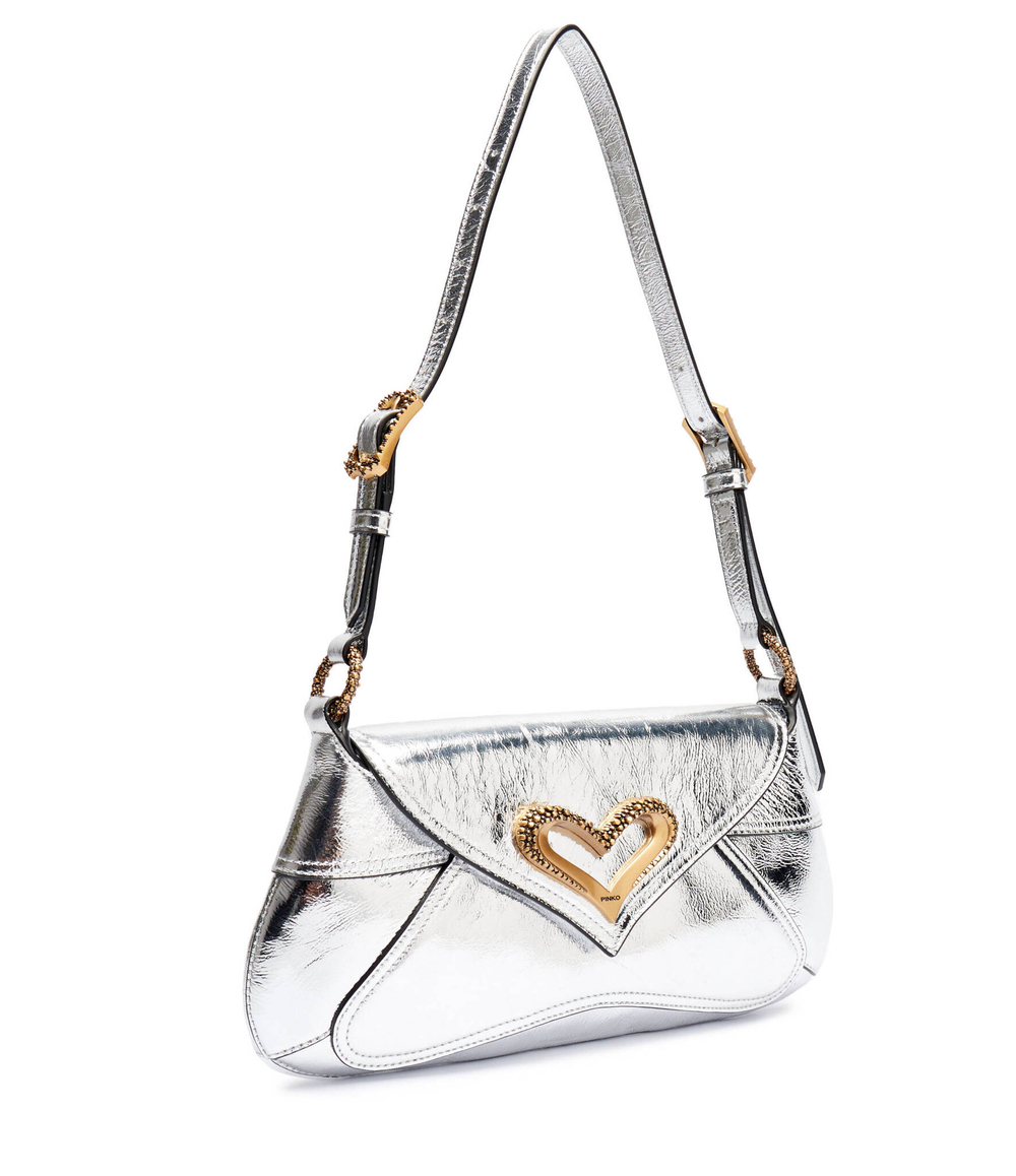 Кожаная сумка через плечо Pinko - серебряный(103763 A1VB)