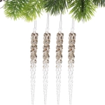 Подвеска «Хрустальная сосулька» 18 см (набор 4 шт), Шампань