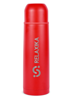 Термос Relaxika 101 (1 литр), красный (стикерпак "Альпинизм")