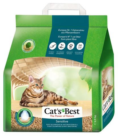 Древесный наполнитель для кошачьего туалета Cat's Best Sensitive, комкующийся