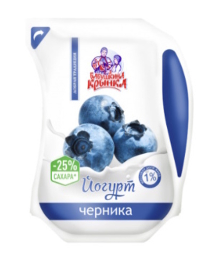 Йогурт "Черника" 1% 800г. Бабушкина крынка