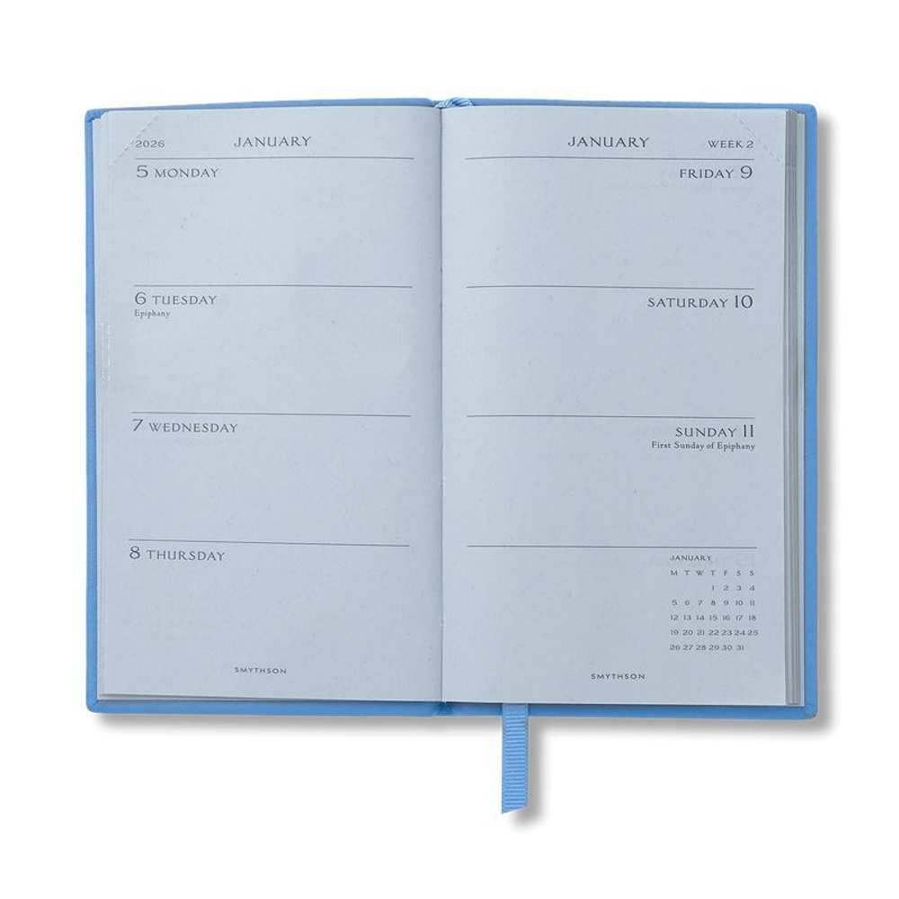 Smythson Ежедневник-блокнот 2026 Panama Weekly Diary, Nile Blue