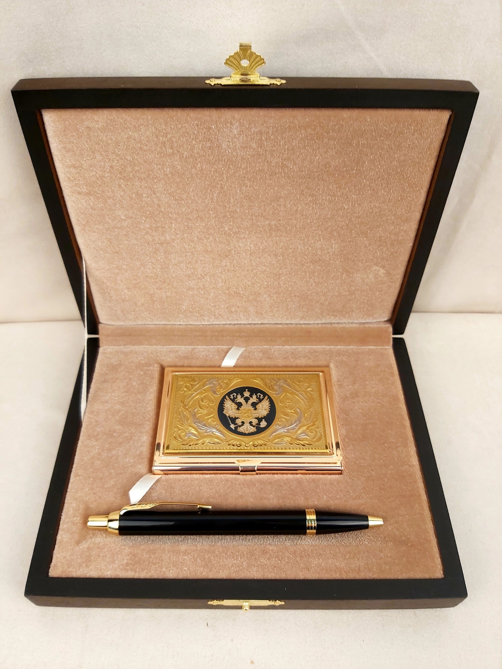 Набор "Гербовый" №20 визитница (Златоуст), ручка