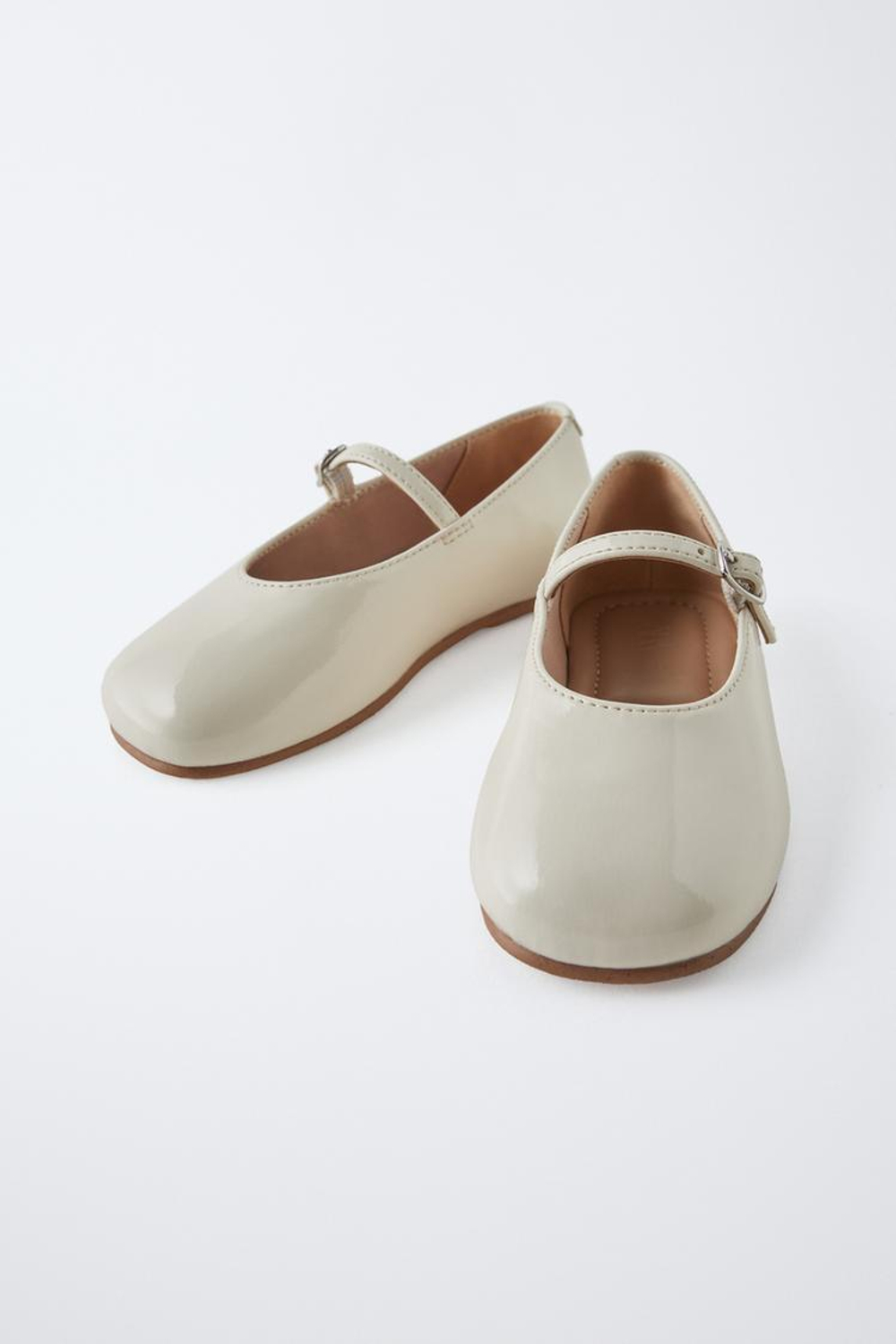 ZARA ЛАКИРОВАННЫЕ БАЛЕТКИ, ЭКРЮ