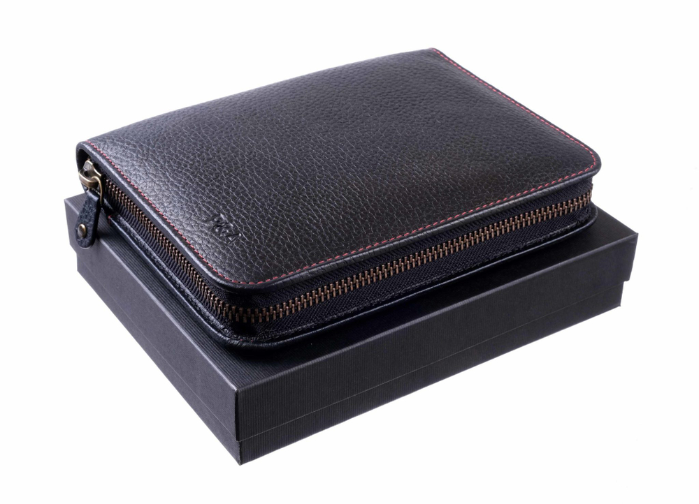 Cумка P&A на 6 сигар, натуральная кожа, черная