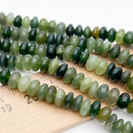 Нефрит бусины, рондель, размер около 6-6,3*3-4 мм, цена за отрезок 9-9,5 см (1/4 нити)