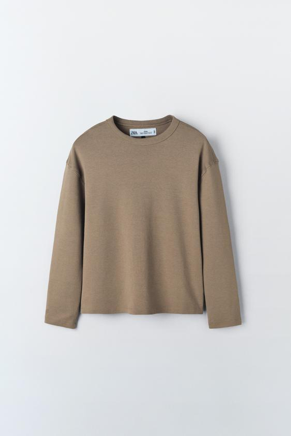 ZARA ОДНОТОННАЯ ФУТБОЛКА - LIMITED EDITION, КОРИЧНЕВЫЙ/СЕРЫЙ