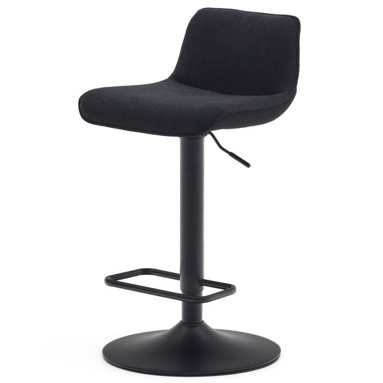 Барный стул Zenda 64-86 см, черная синель, черная ножка