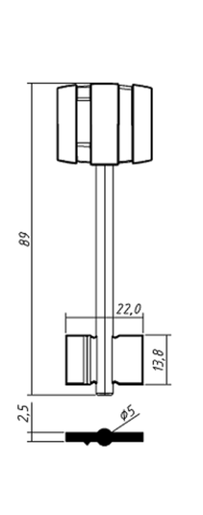 Заготовка сувальдного ключа 10647 ПРАУ САМ БОРДЕР-3 (BRD3DP)