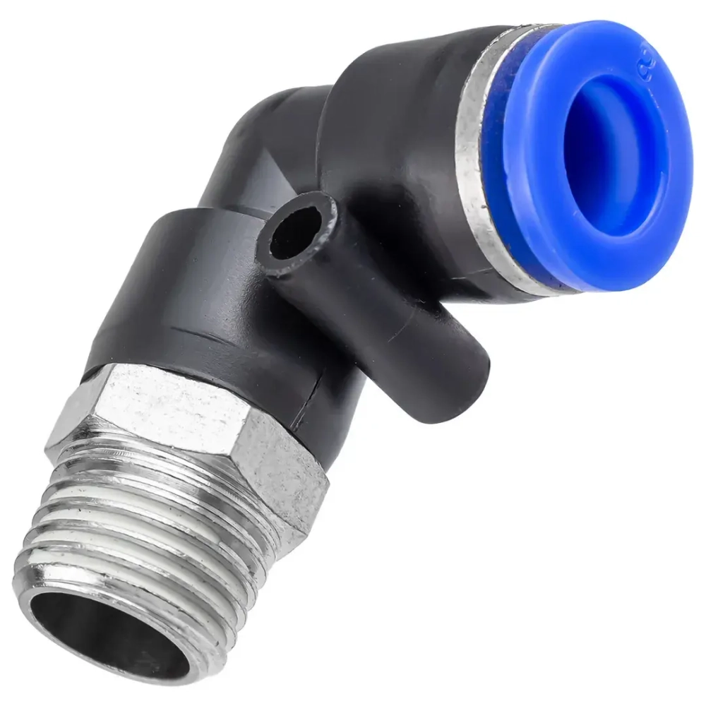 Фитинг угловой для пластиковых трубок 8мм с наружной резьбой 1/4'' Forsage F-SPL08-02