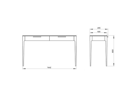 Консоль Type oak 2 ящика ширина 140 см (белый)