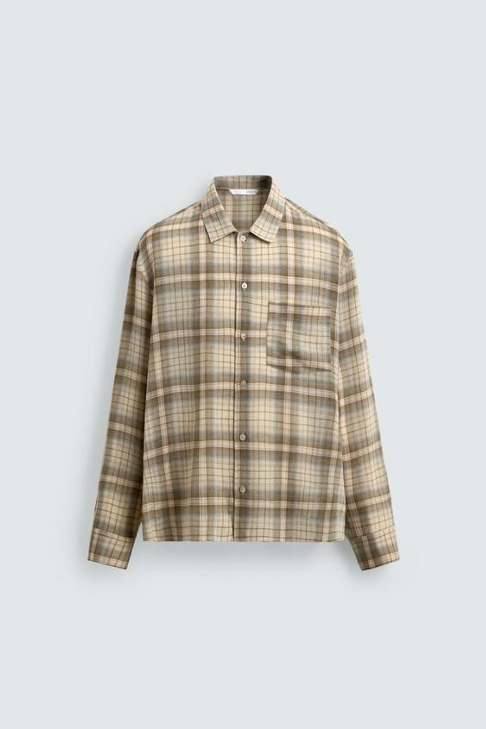 ZARА РУБАШКА RELAXED FIT В КЛЕТКУ, ПЕСОЧНЫЙ