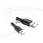 Кабель USB- 8-pin Borofone BX63, черный TPE штекер, 1м, круглый белый TPE, 2.4A