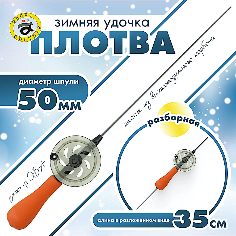 Удочка зимняя Grows Culture Плотва 35см Ручка EVA -