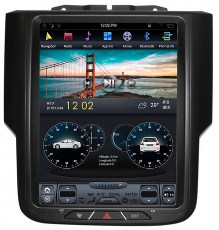 Магнитола для Dodge Ram 1500 2013-2018 - Carmedia ZF-1159-Q6 вертикальный экран в стиле "Тесла" на Android 11, 8Гб+128Гб, CarPlay, 4G SIM-слот