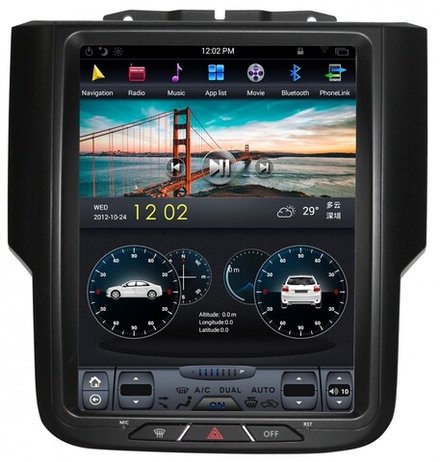 Магнитола для Dodge Ram 1500 2013-2018 - Carmedia ZF-1159-Q6 вертикальный экран 10.4" в стиле "Тесла" на Android 11, 8/128Гб, CarPlay, 4G SIM-слот