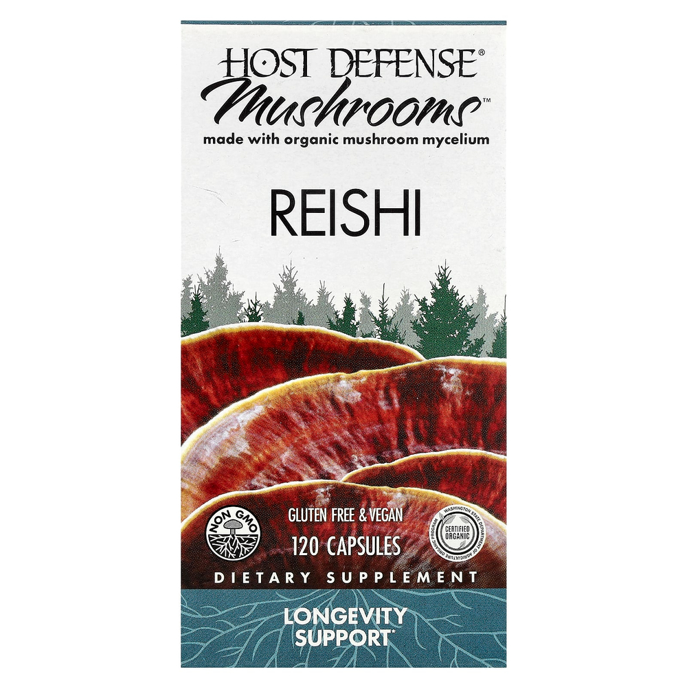 Host Defense, Mushrooms™, рейши, 120 капсул