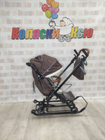 Санки-коляски "Ника детям 7-8K" в ёлочку коричневый